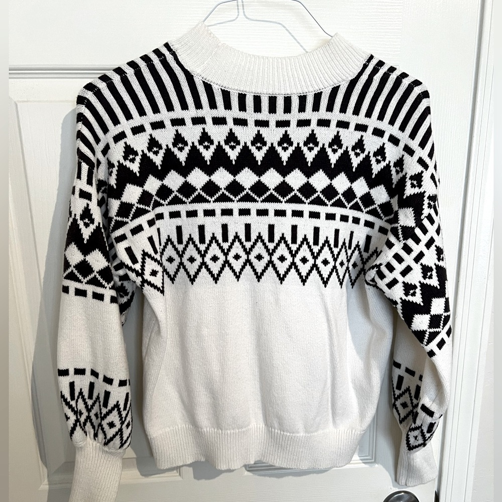 Mock Neck Fair Isle Sweater Medium